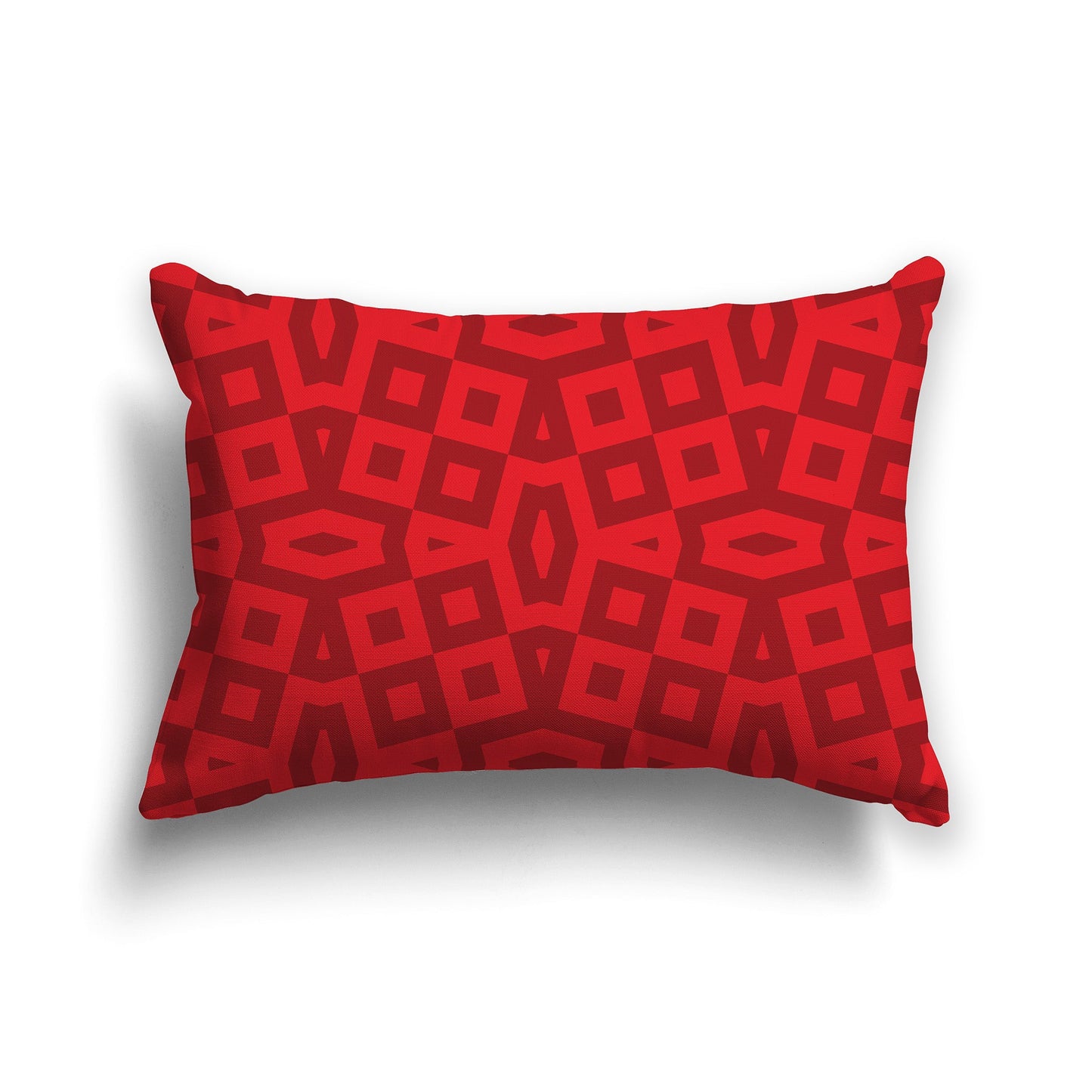 Throw Pillow with Two-tone Red Geometric Pattern on Both Sides, CAPC-1191-173