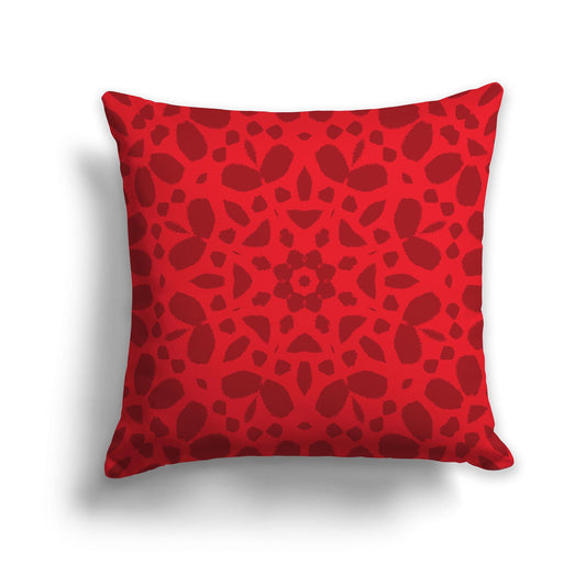 Red Throw Pillow with Deep Red Circular Graphic on Both Sides, CAPC-1191-182