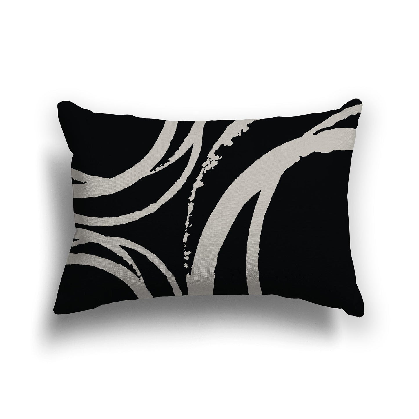 Black Throw Pillow with Circular Taupe Graphic on Both Sides, CAPC-1192-021