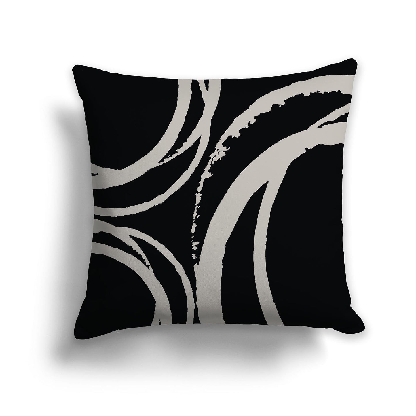 Black Throw Pillow with Circular Taupe Graphic on Both Sides, CAPC-1192-021