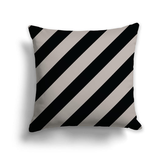 Throw Pillow with Black and Taupe Diagonal Bars on Both Sides, CAPC-1192-031