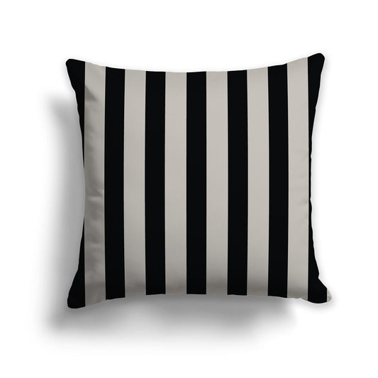 Taupe Throw Pillow with Black Vertical Bars on Front, CAPC-1192-051