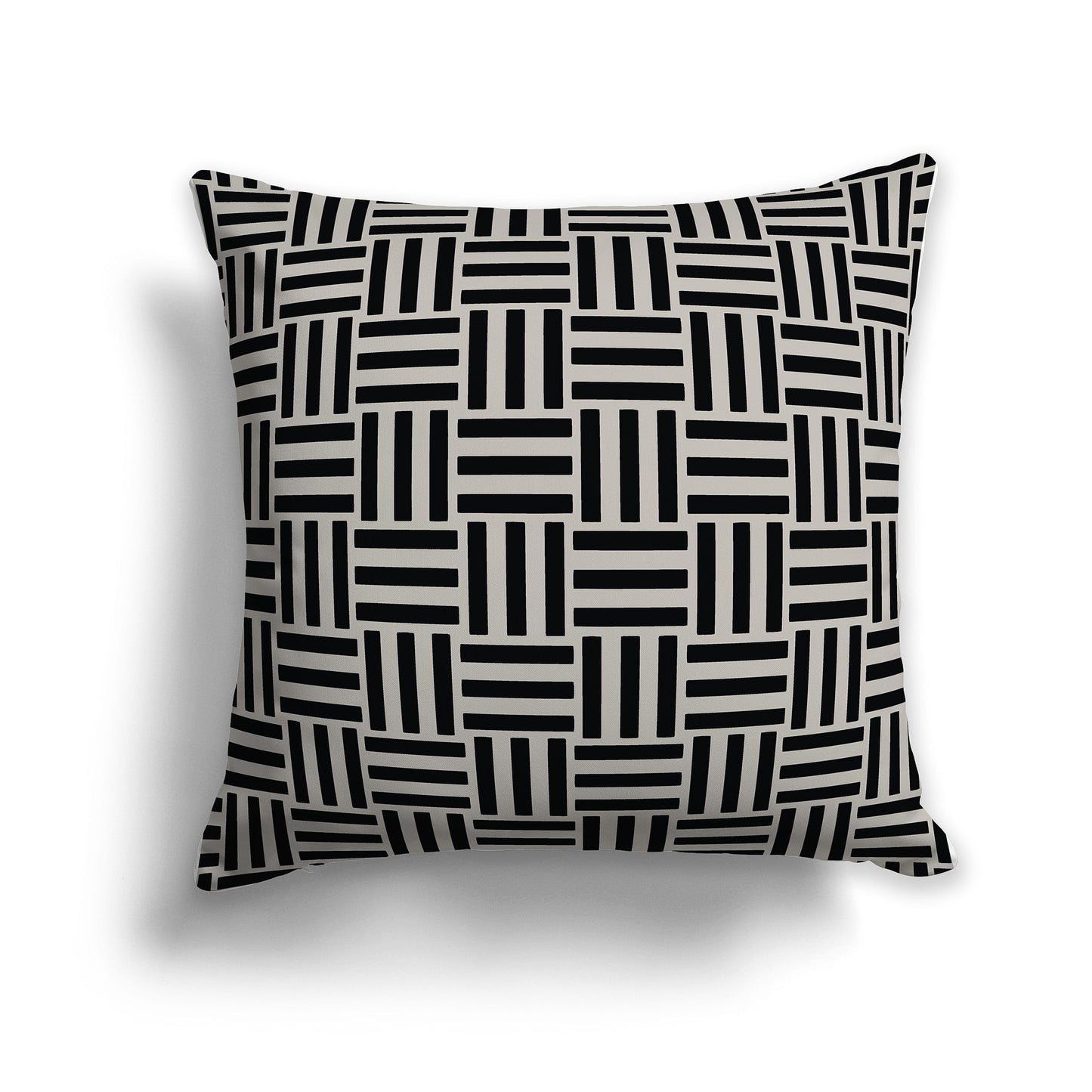 Throw Pillow with Black and Taupe Basket Weave Pattern on Both Sides, CAPC-1192-141