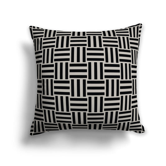 Throw Pillow with Black and Taupe Basket Weave Pattern on Both Sides, CAPC-1192-141