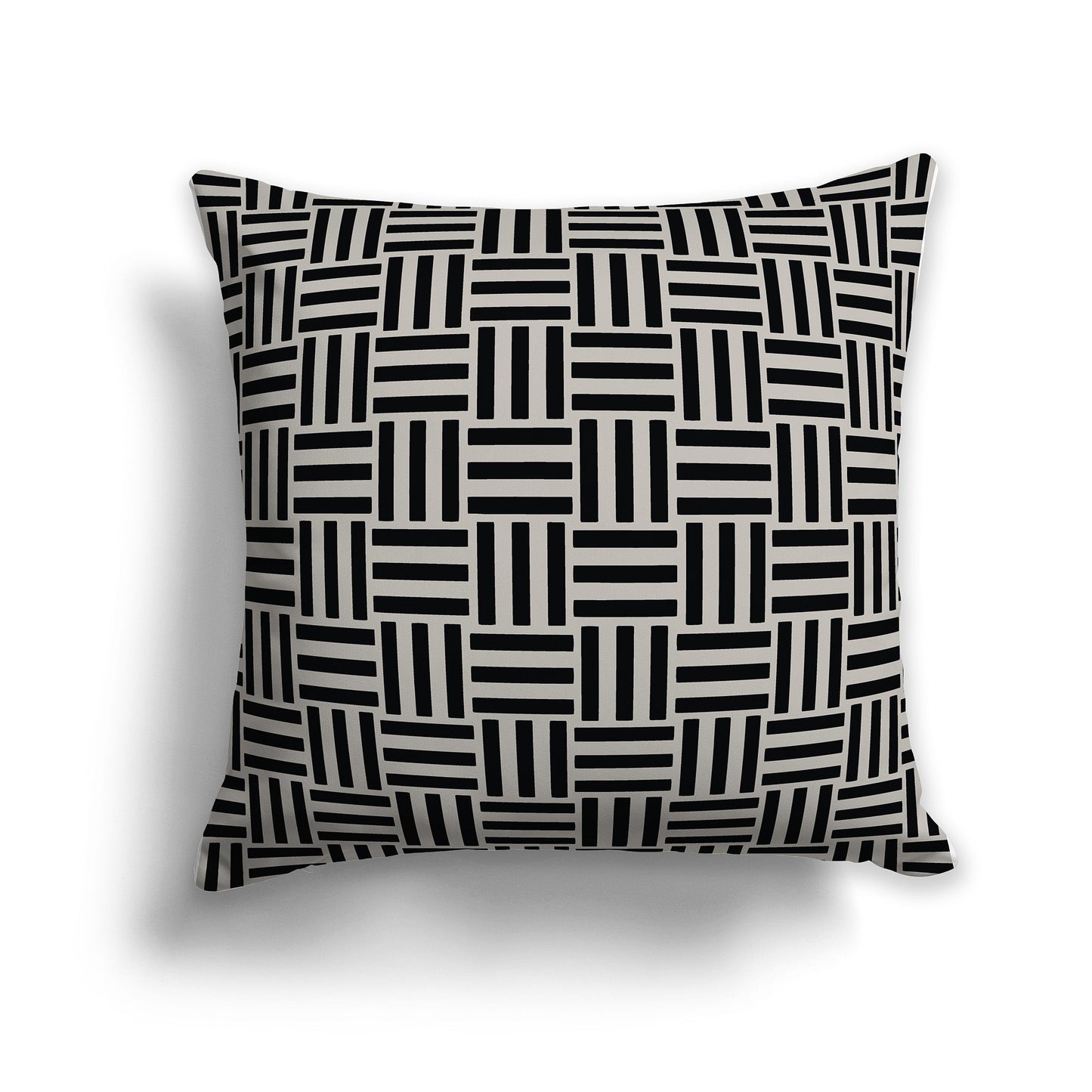 Throw Pillow with Black and Taupe Basket Weave Pattern on Both Sides, CAPC-1192-141