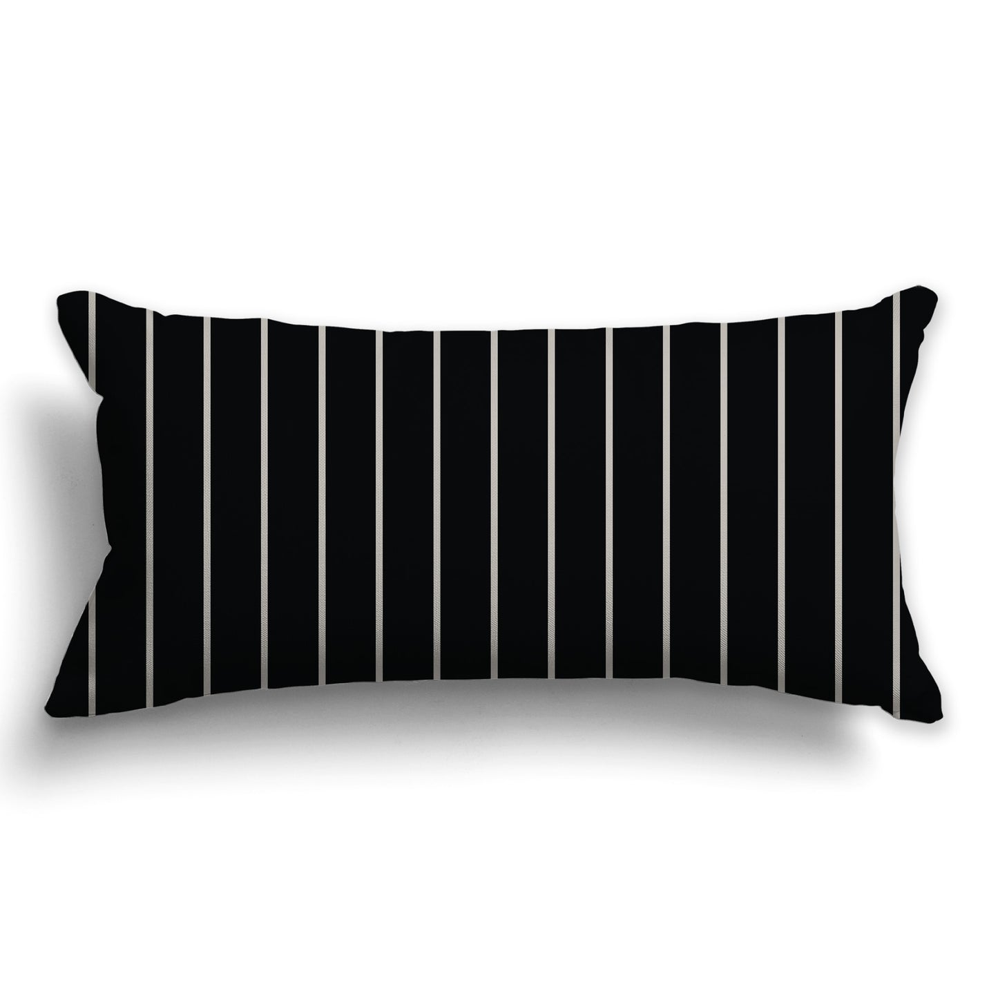 Black Throw Pillow with Fine Vertical Taupe Stripes on Front, CAPC-1192-151