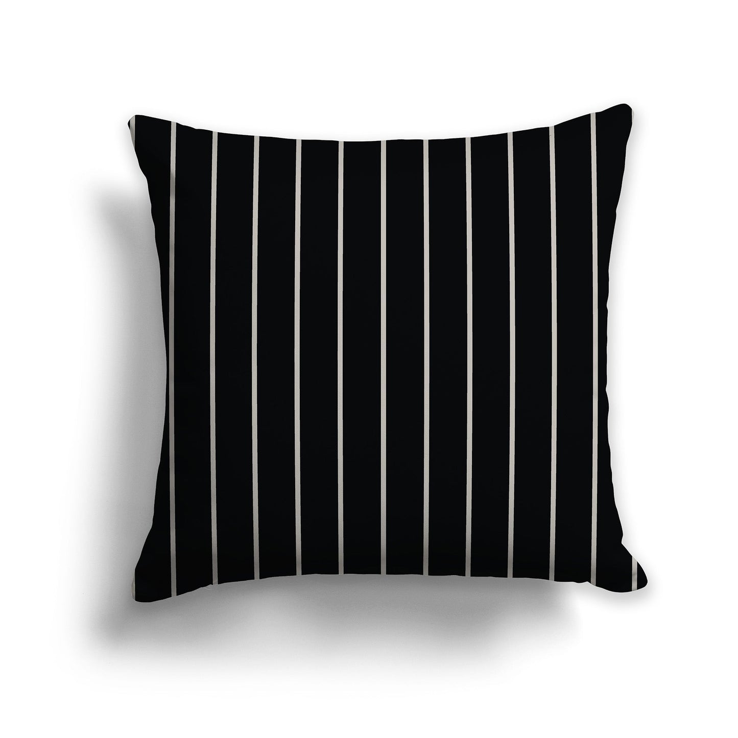 Black Throw Pillow with Fine Vertical Taupe Stripes on Front, CAPC-1192-151