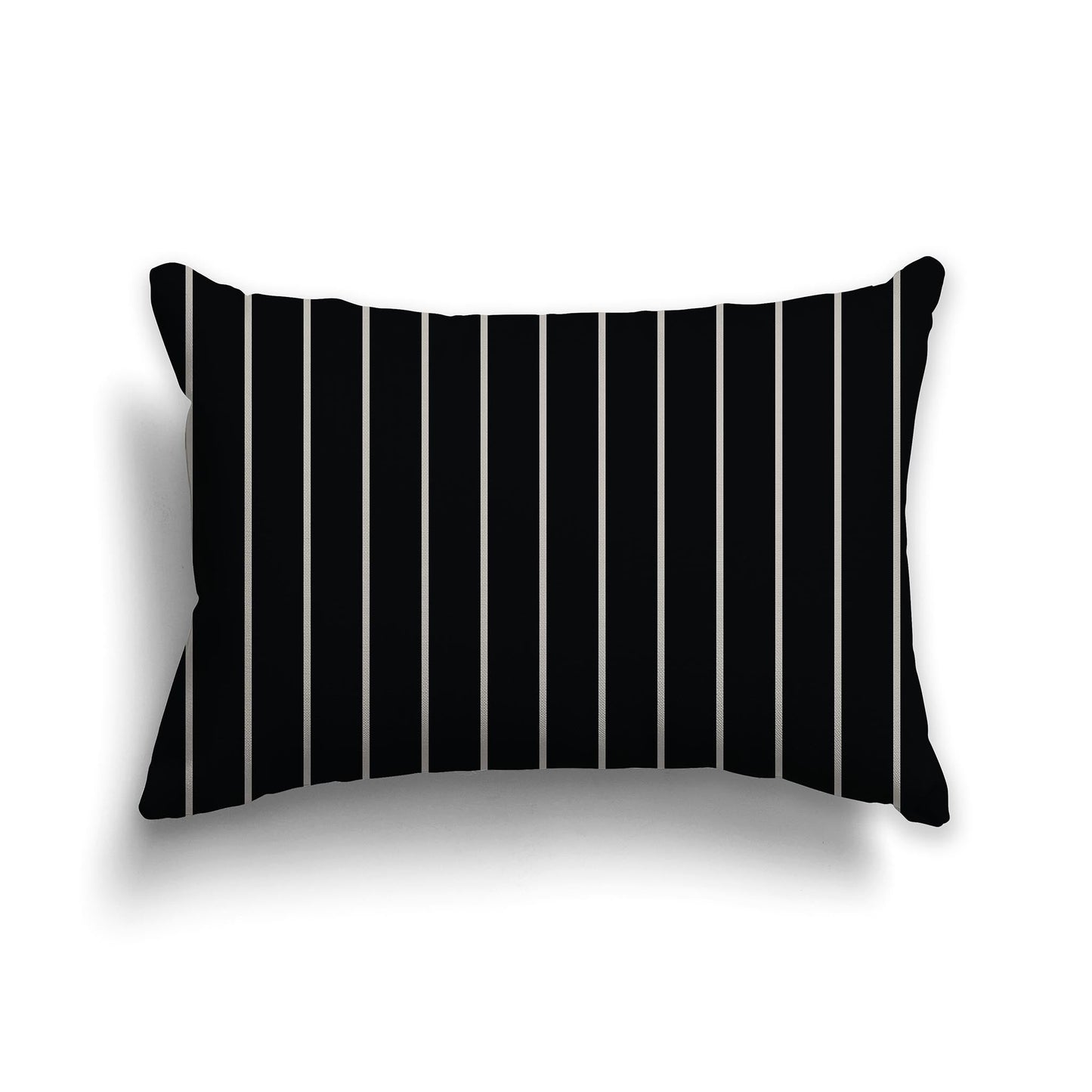 Black Throw Pillow with Fine Vertical Taupe Stripes on Front, CAPC-1192-151