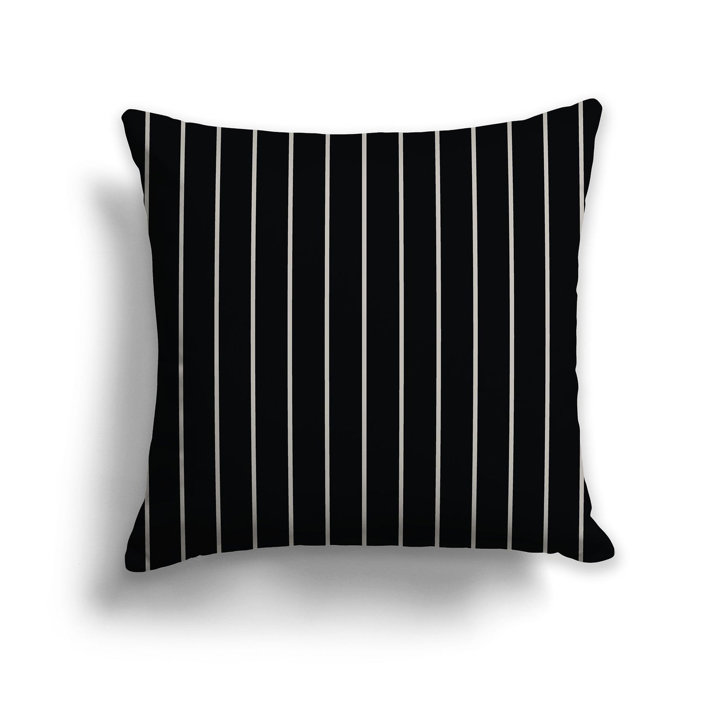 Black Throw Pillow with Fine Vertical Taupe Stripes on Front, CAPC-1192-151