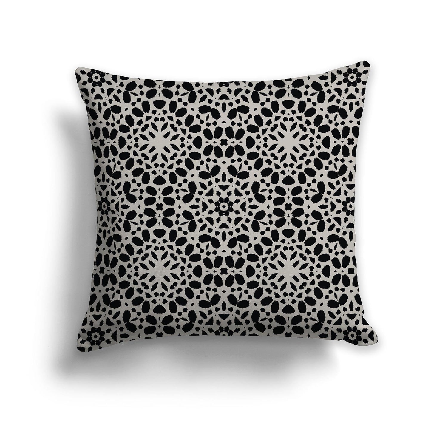 Throw Pillow with Circular Black and Taupe Repeat Pattern on Both Sides, CAPC-1192-192