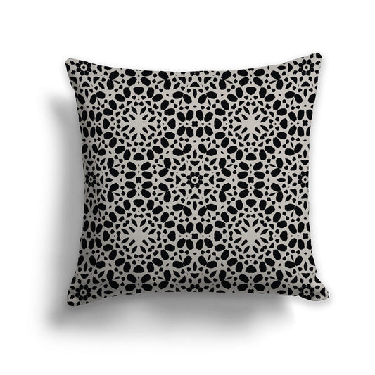 Throw Pillow with Circular Black and Taupe Repeat Pattern on Both Sides, CAPC-1192-192