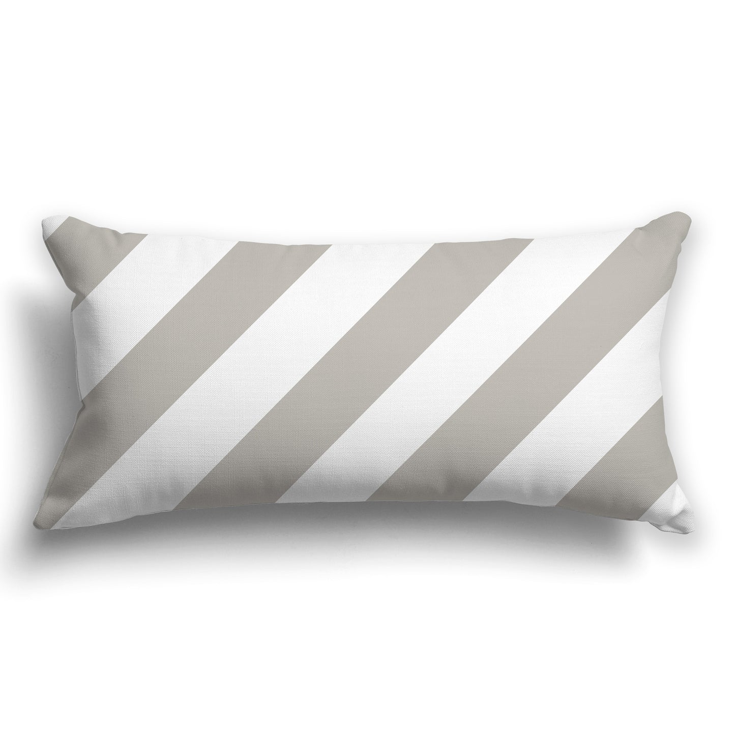 Throw Pillow with White/Beige-white and Taupe Diagonal Bars on Both Sides, CAPC-1193-031