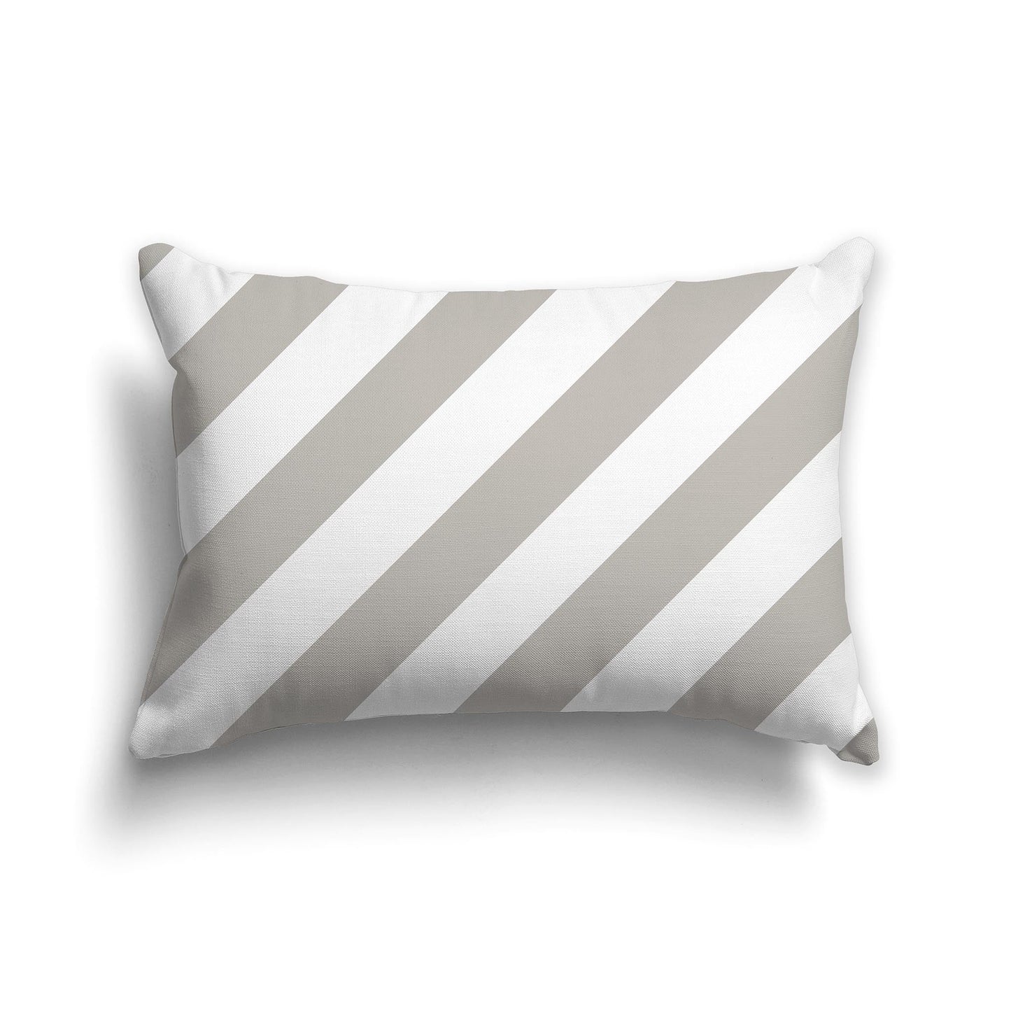 Throw Pillow with White/Beige-white and Taupe Diagonal Bars on Both Sides, CAPC-1193-031