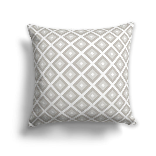 Throw Pillow with Radiating White/Beige-white and Taupe Squares on Both Sides, CAPC-1193-121