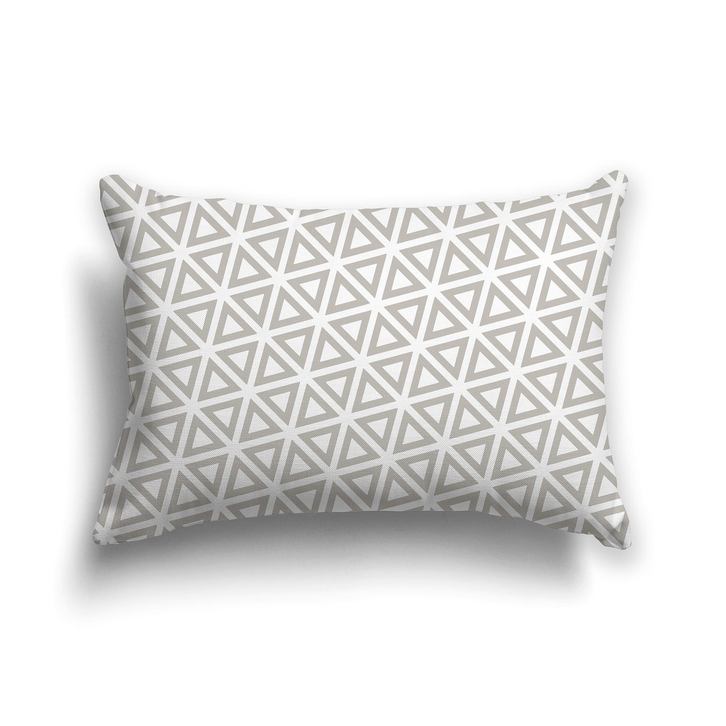 White/Beige-white Throw Pillow with Taupe Triangle Pattern on Both Sides, CAPC-1193-131