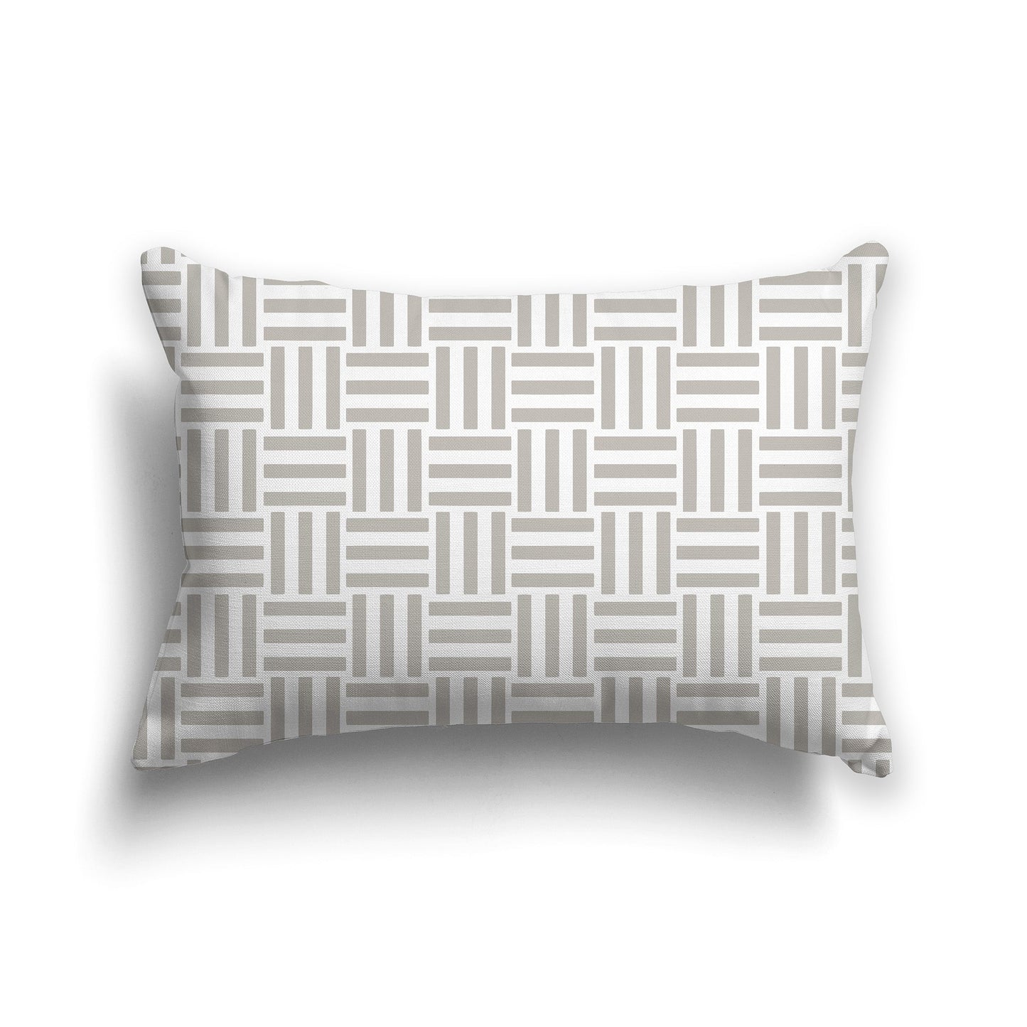 Throw Pillow with White/Beige-white and Taupe Basket Weave Pattern on Both Sides, CAPC-1193-141