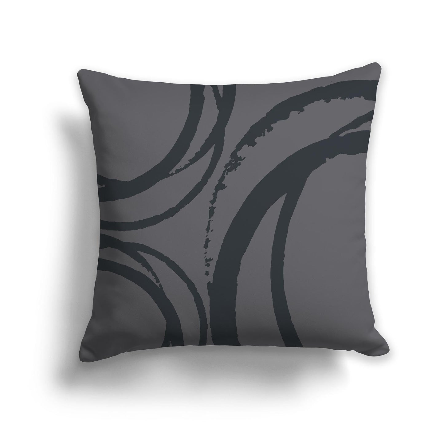 Grey Throw Pillow with Circular Dark Grey Graphic on Both Sides, CAPC-1201-021