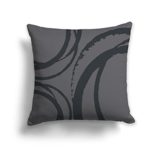 Grey Throw Pillow with Circular Dark Grey Graphic on Both Sides, CAPC-1201-021