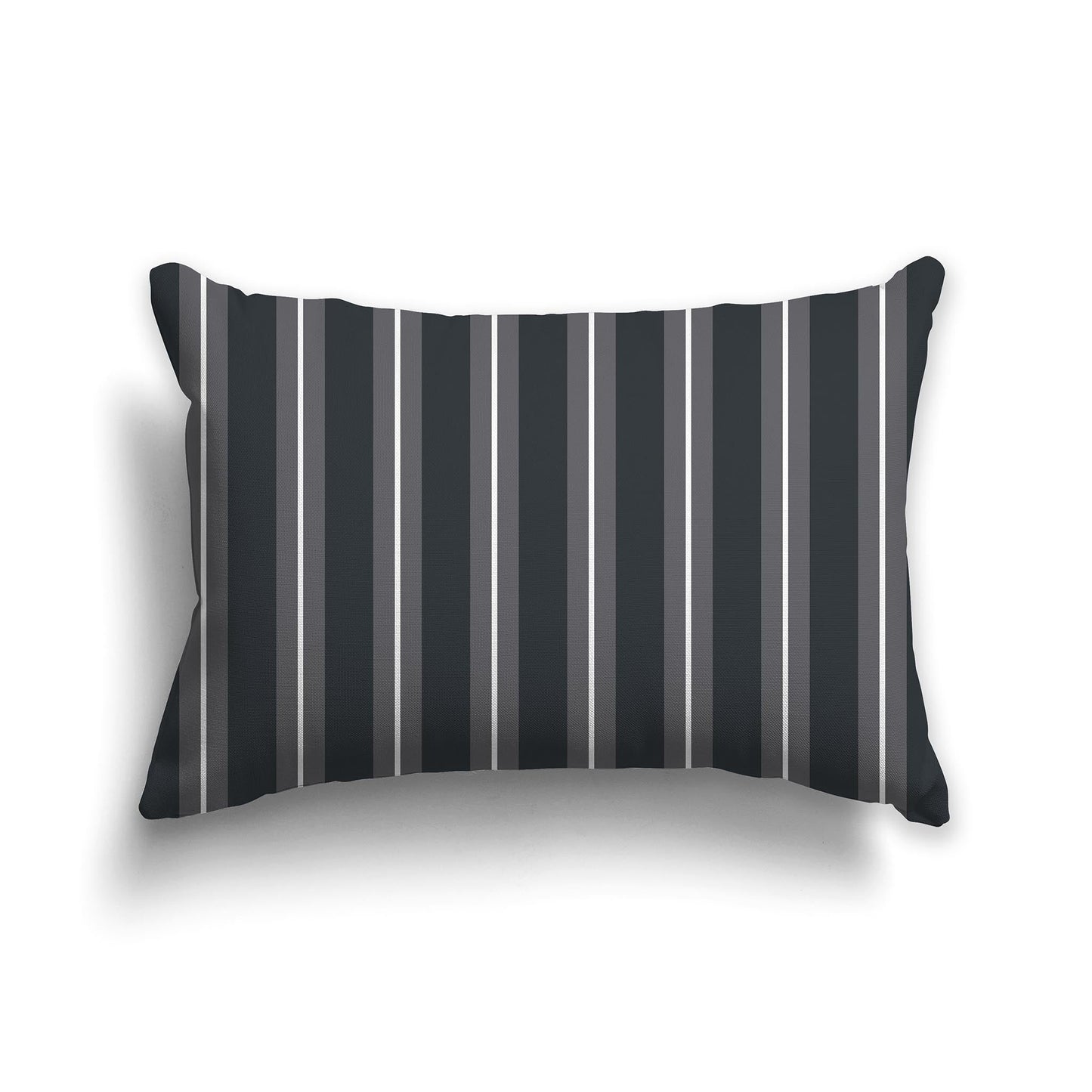 Dark Grey Throw Pillow with Grey and White/Beige-white Multistripe Pattern on Front, CAPC-1201-072