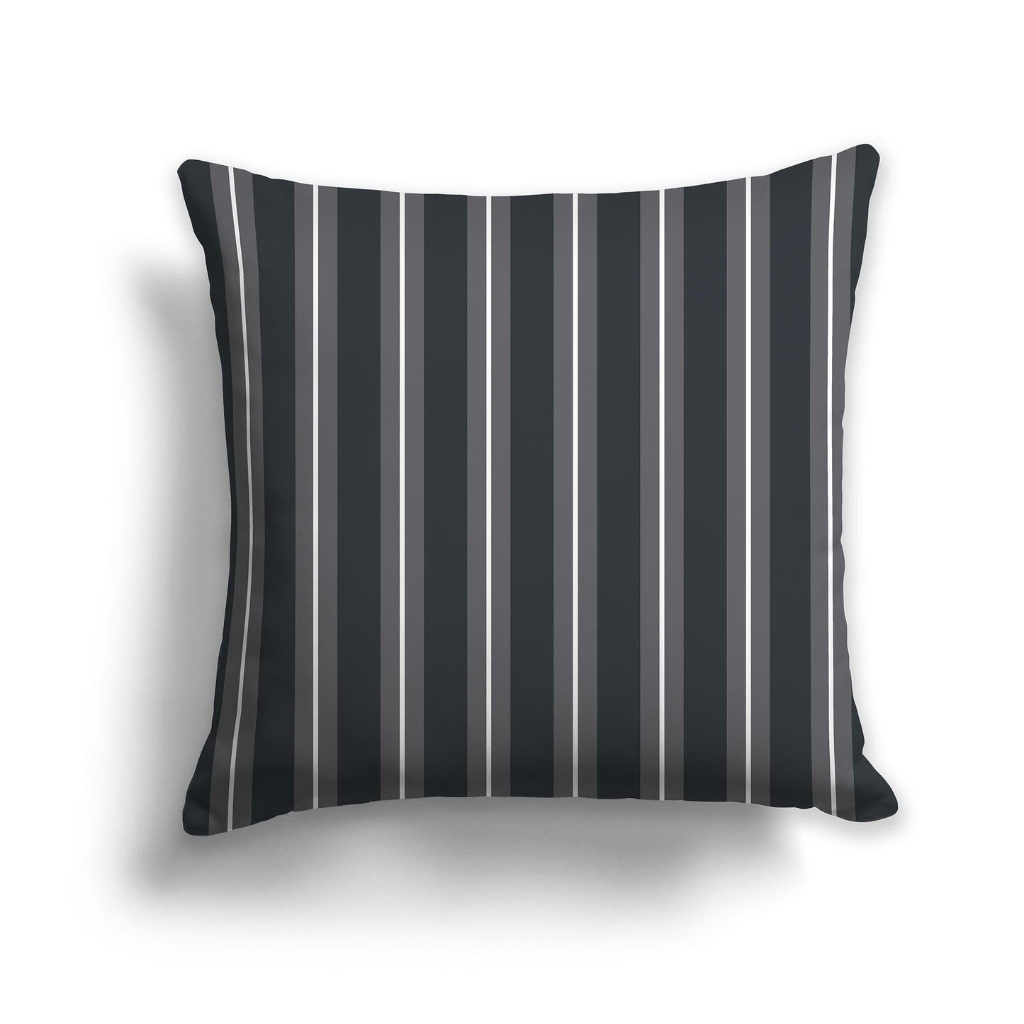 Dark Grey Throw Pillow with Grey and White/Beige-white Multistripe Pattern on Front, CAPC-1201-072