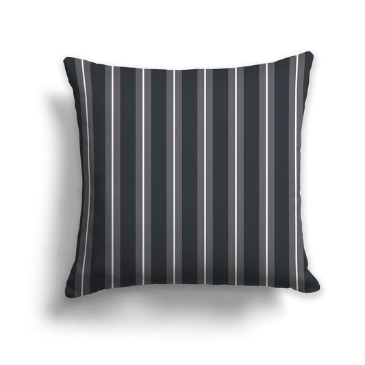 Dark Grey Throw Pillow with Grey and White/Beige-white Multistripe Pattern on Front, CAPC-1201-072