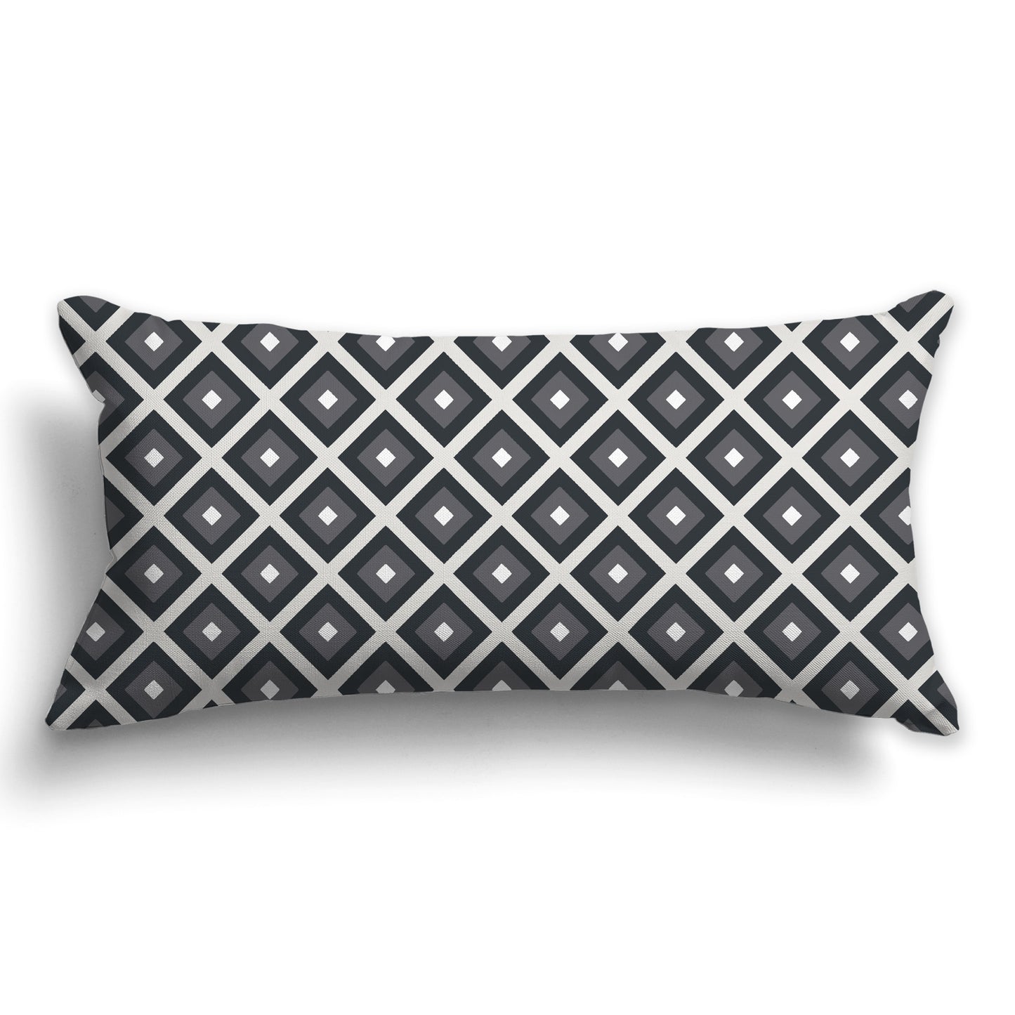 Throw Pillow with Radiating Two-tone Grey and White/Beige-white Squares on Both Sides, CAPC-1201-121