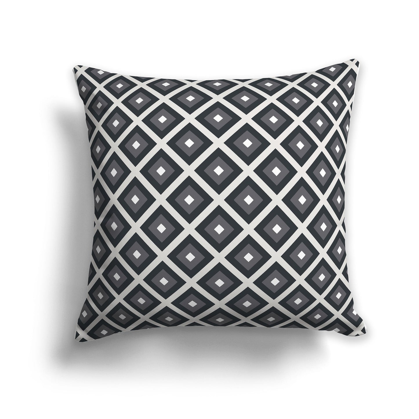 Throw Pillow with Radiating Two-tone Grey and White/Beige-white Squares on Both Sides, CAPC-1201-121