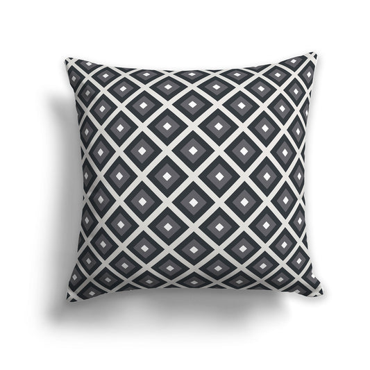 Throw Pillow with Radiating Two-tone Grey and White/Beige-white Squares on Both Sides, CAPC-1201-121