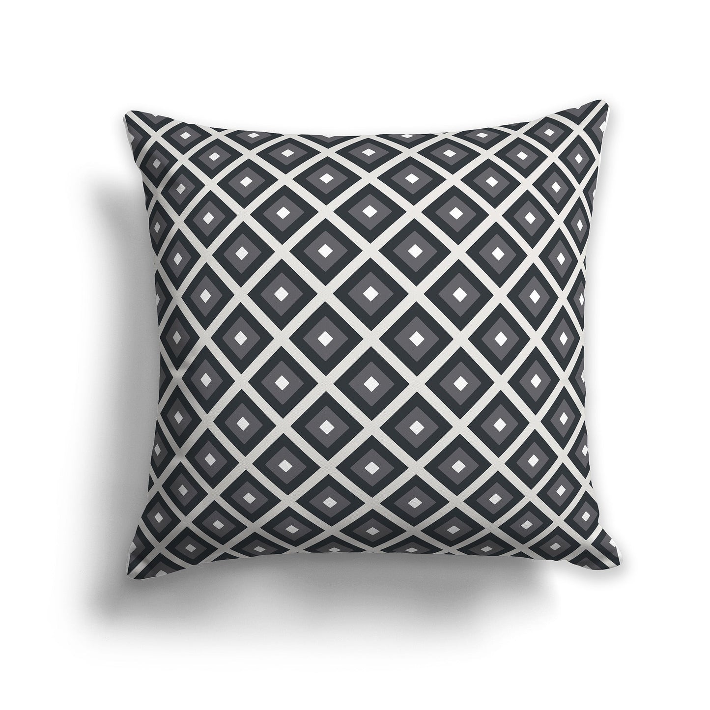 Throw Pillow with Radiating Two-tone Grey and White/Beige-white Squares on Both Sides, CAPC-1201-121