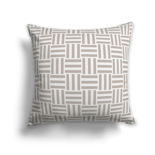 Throw Pillow with Two-tone Taupe Basket Weave Pattern on Both Sides, CAPC-1202-143