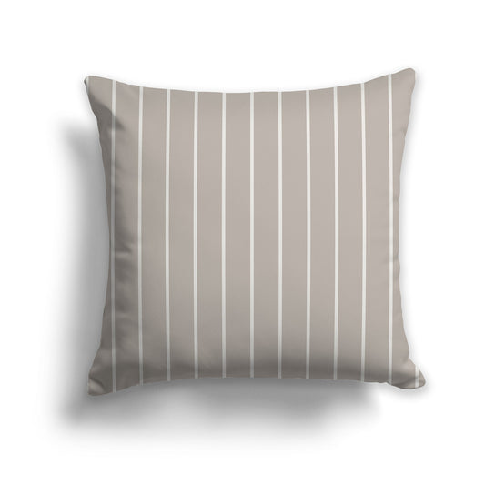 Taupe Throw Pillow with Fine Vertical Light Taupe Stripes on Front, CAPC-1202-152