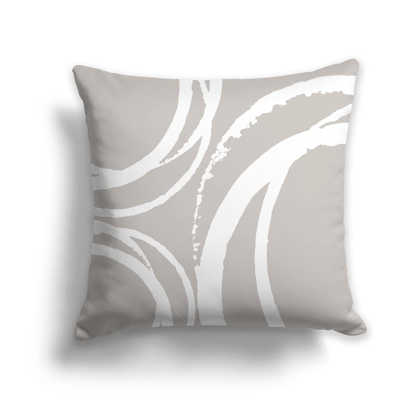 Taupe Throw Pillow with Circular White/Beige-white Graphic on Both Sides, CAPC-1203-021