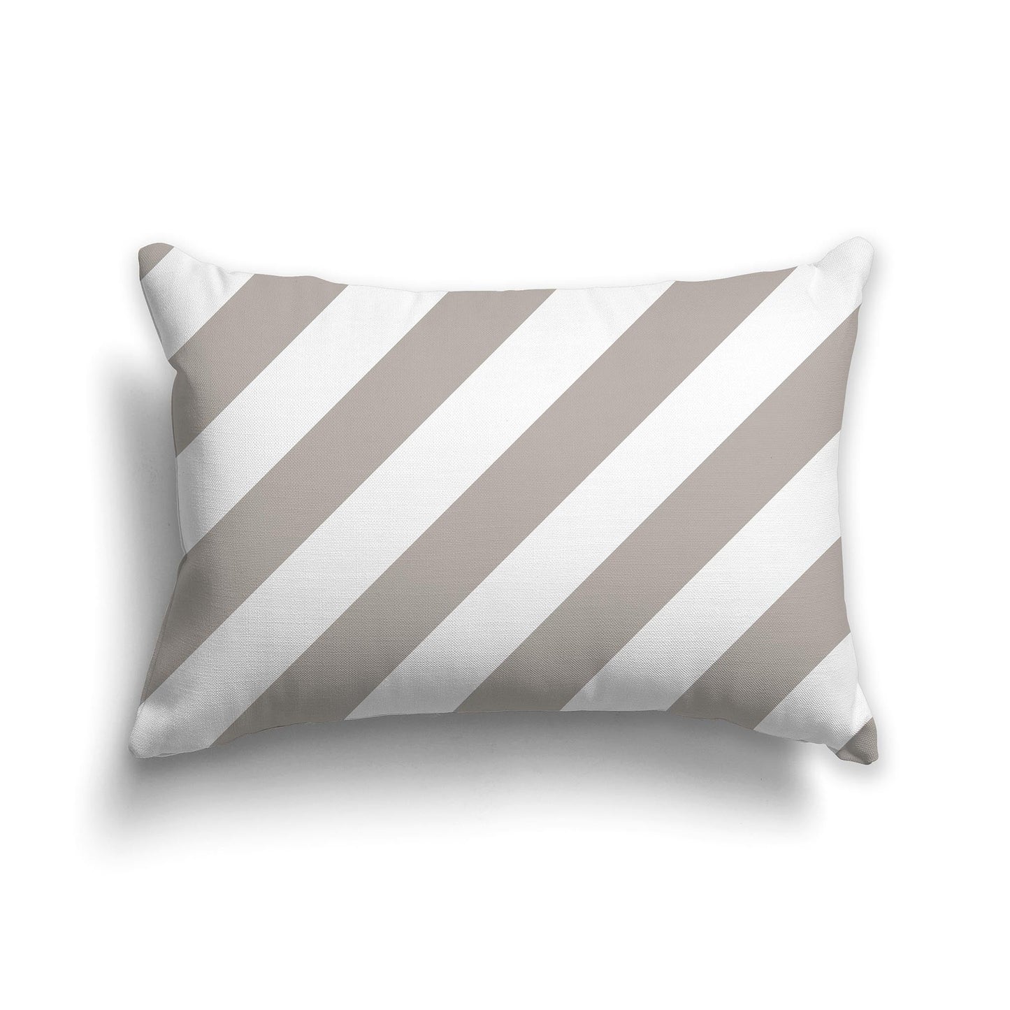 Throw Pillow with Taupe and White/Beige-white Diagonal Bars on Both Sides, CAPC-1203-031