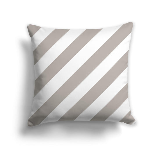 Throw Pillow with Taupe and White/Beige-white Diagonal Bars on Both Sides, CAPC-1203-031