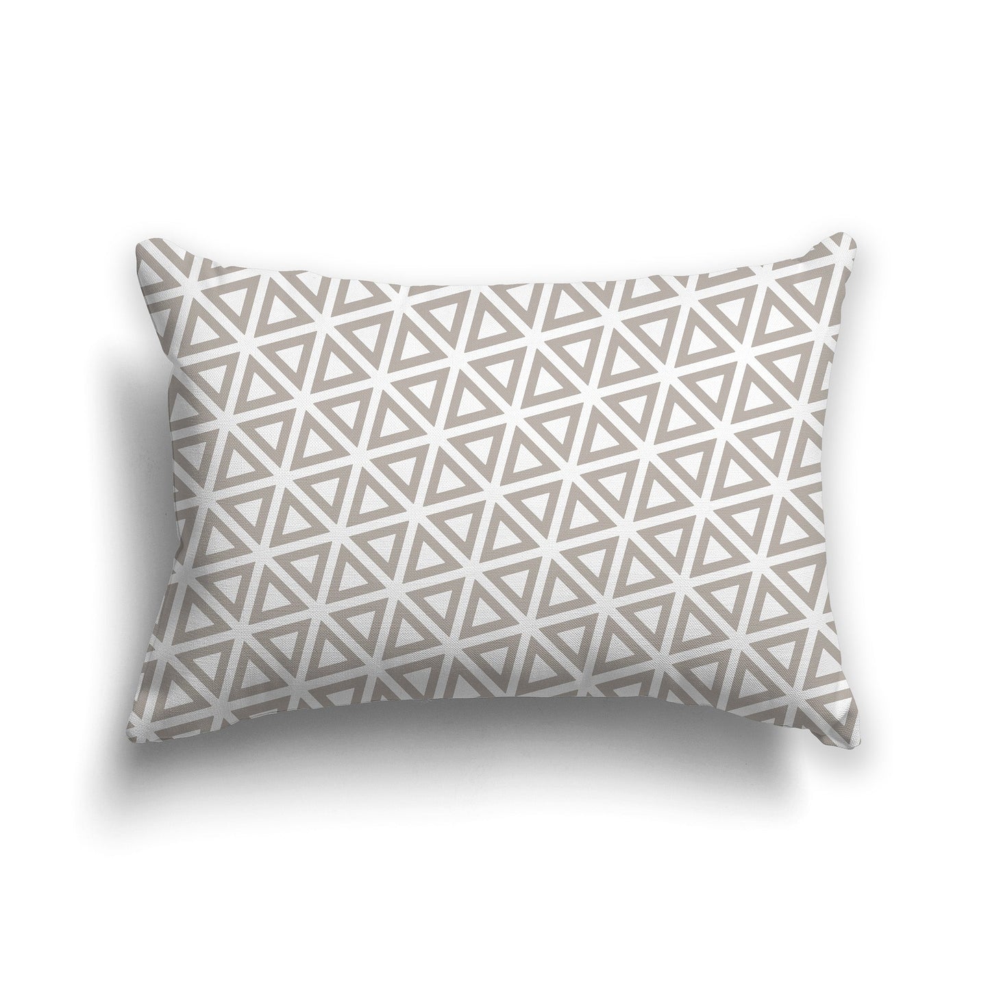 White/Beige-white Throw Pillow with Taupe Triangle Pattern on Both Sides, CAPC-1203-132