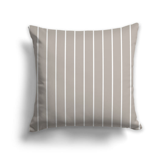 Taupe Throw Pillow with Fine Vertical White/Beige-white Stripes on Front, CAPC-1203-153