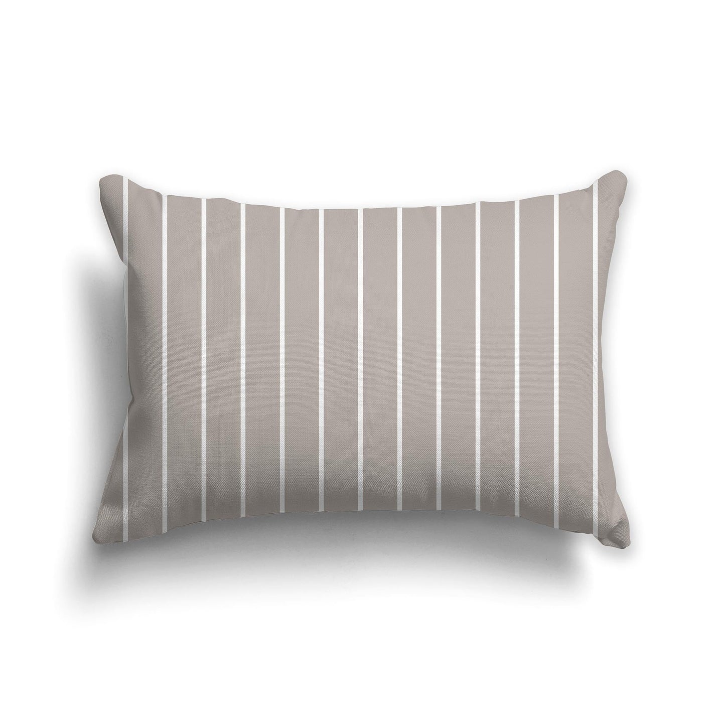 Taupe Throw Pillow with Fine Vertical White/Beige-white Stripes on Front, CAPC-1203-153