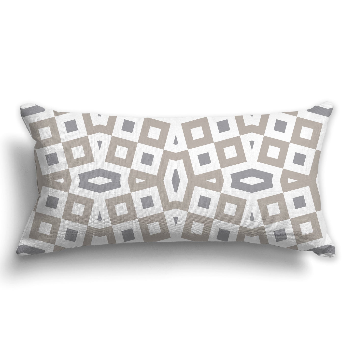 Throw Pillow with Taupe, Grey and White/Beige-white Geometric Pattern on Both Sides, CAPC-1203-172