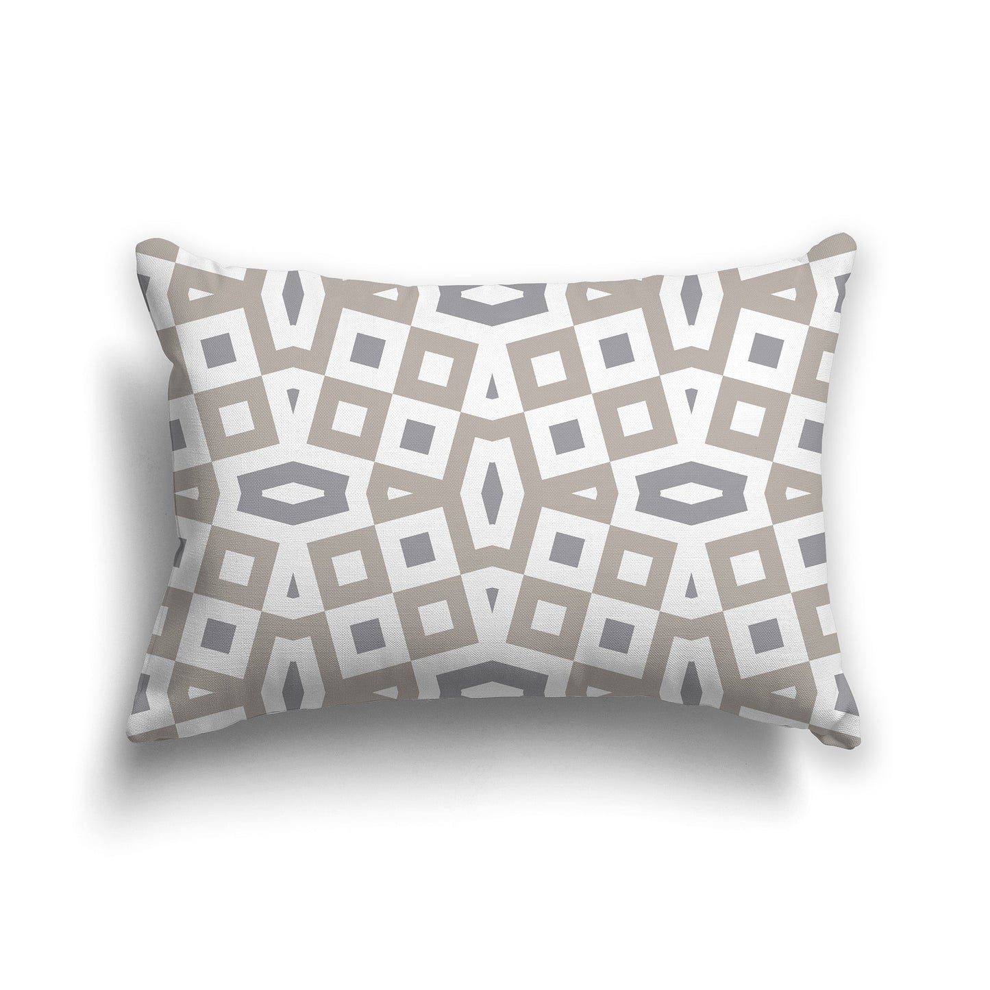 Throw Pillow with Taupe, Grey and White/Beige-white Geometric Pattern on Both Sides, CAPC-1203-172