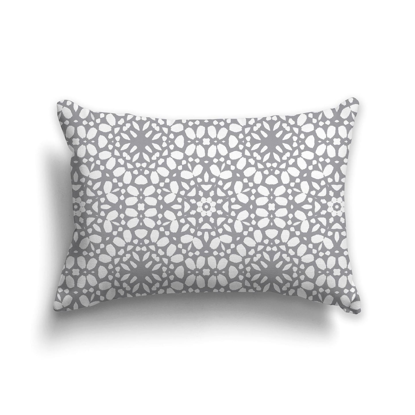 Throw Pillow with Circular Grey and White/Beige-white Repeat Graphic on Both Sides, CAPC-1203-193