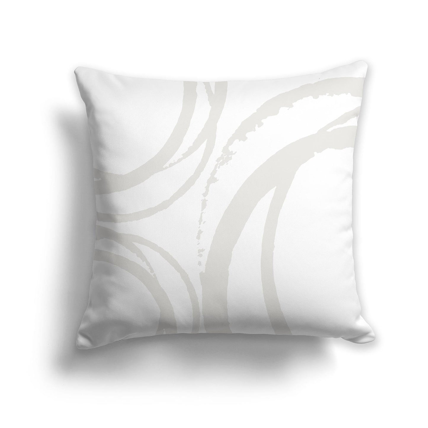 White/Beige-white Throw Pillow with Circular Light Taupe Graphic on Both Sides, CAPC-1204-025