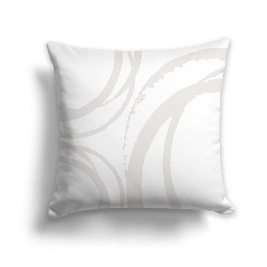 White/Beige-white Throw Pillow with Circular Light Taupe Graphic on Both Sides, CAPC-1204-025