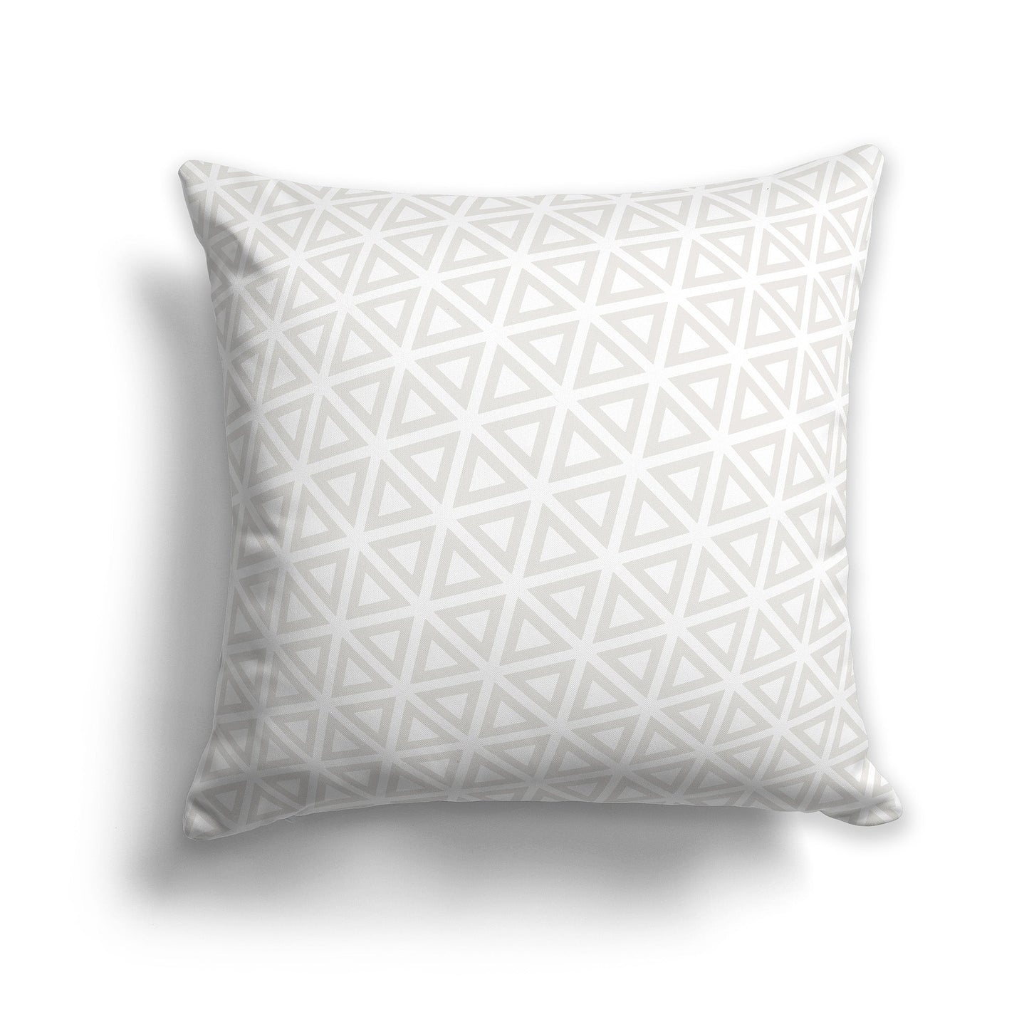 White/Beige-white Throw Pillow with Light Taupe Triangle Pattern on Both Sides, CAPC-1204-133