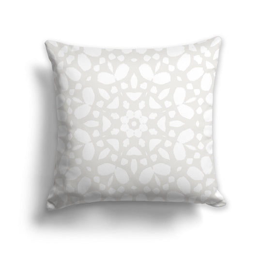 Light Taupe Throw Pillow with White/Beige-white Circular Graphic on Both Sides, CAPC-1204-181