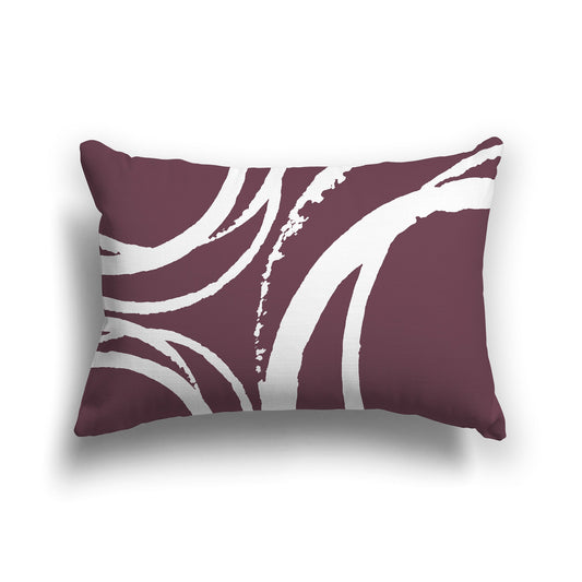 Plum Throw Pillow with Circular White Graphic on Both Sides | 51 x 36 cm / 20 x 14 inches