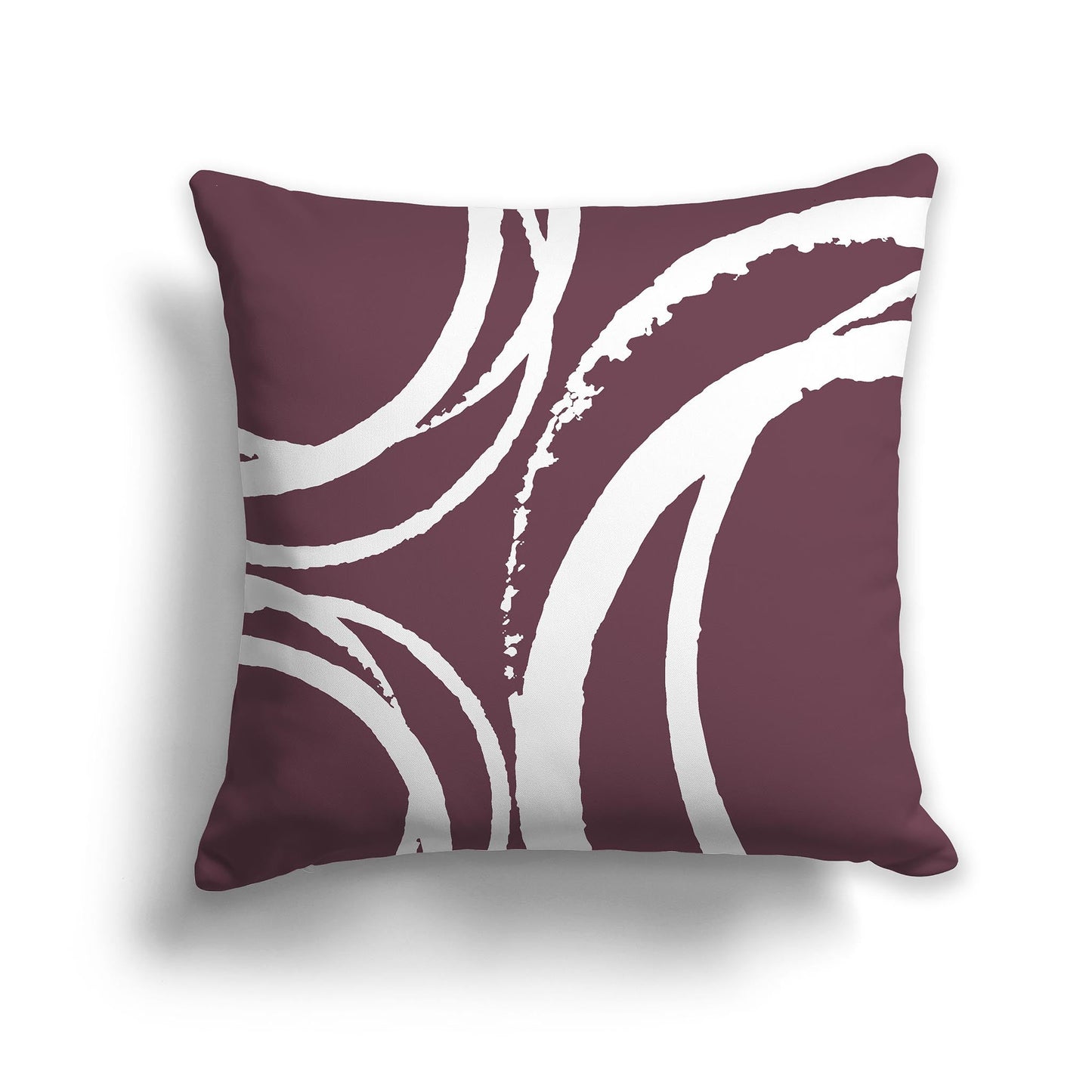 Plum Throw Pillow with Circular White/Beige-white Graphic on Both Sides, CAPC-1211-021