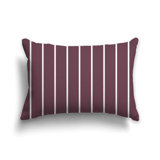 Plum Throw Pillow with White Stripes on Front | 51 x 36 cm / 20 x 14 inches