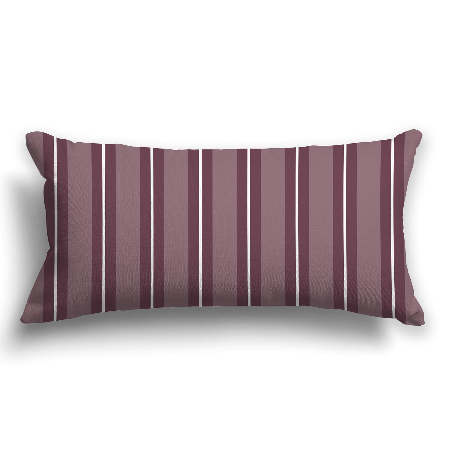 Medium Plum Throw Pillow with Plum and White/Beige-white Multistripe Pattern on Front, CAPC-1211-071