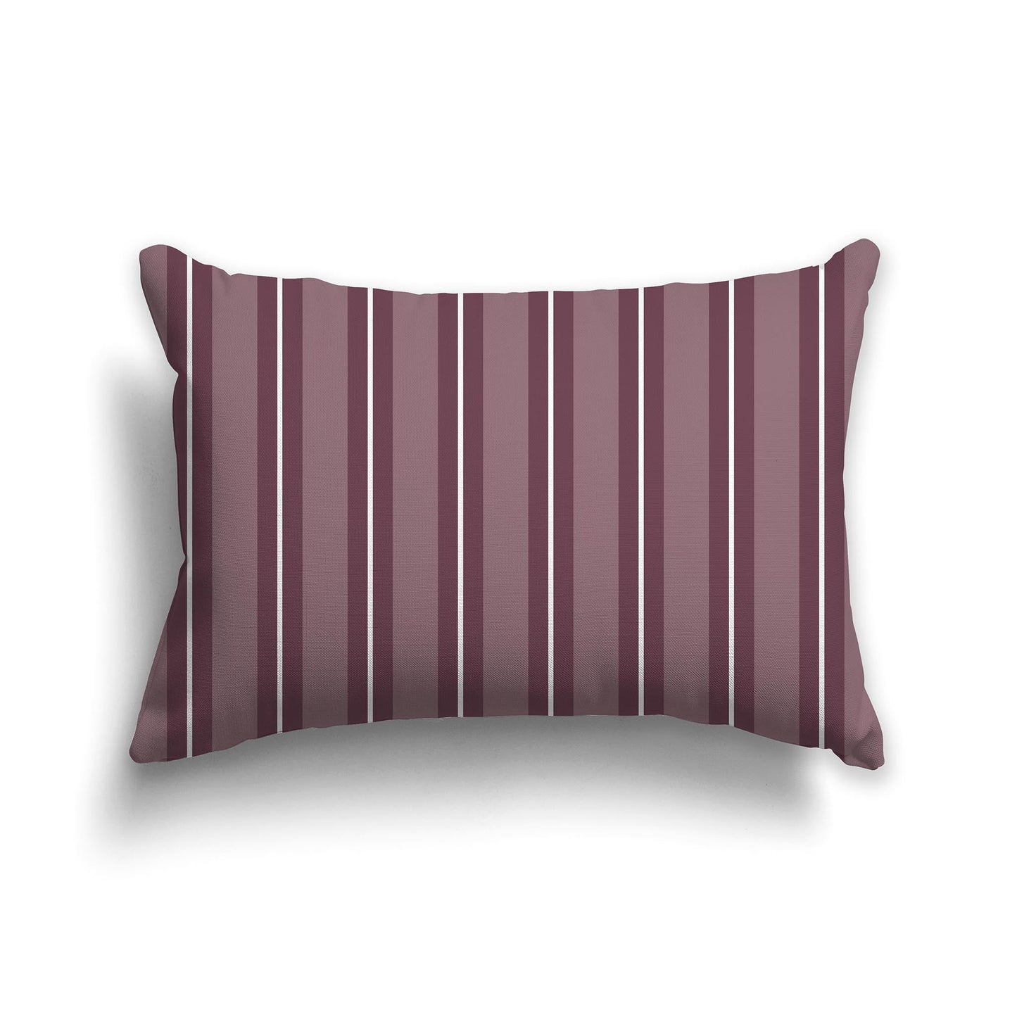Medium Plum Throw Pillow with Plum and White/Beige-white Multistripe Pattern on Front, CAPC-1211-071