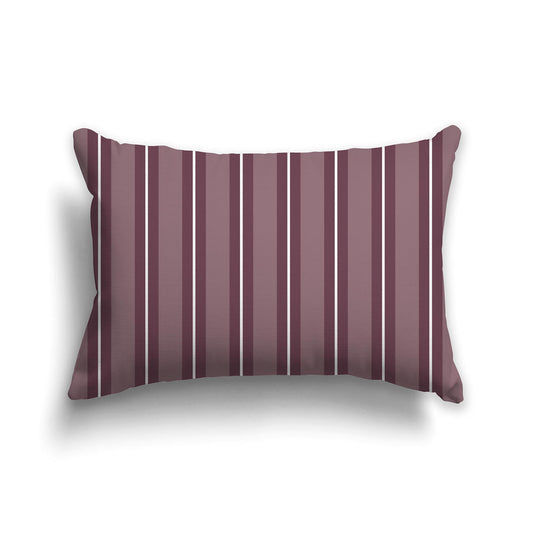 Medium Plum Throw Pillow with Plum and White Multistripe Pattern on Front | 51 x 36 cm / 20 x 14 inches
